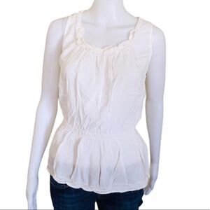 MAX STUDIO Braid Trim Sleeveless Blouse/Top With Scoop Neck Ivory White Medium